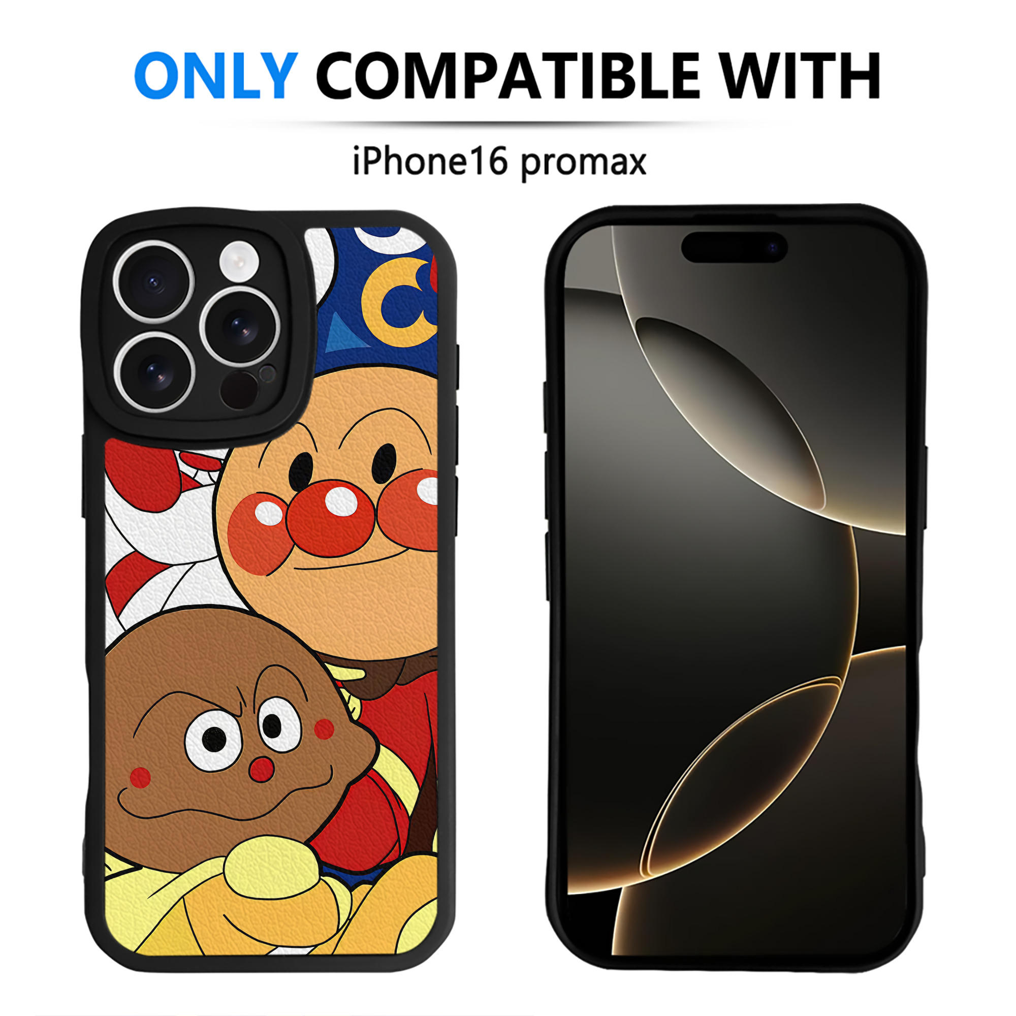 （画像用） アンパンマン Anpanman 【iPhone 16シリーズ対応】シリコンスマホケース（レザー調） 材質：シリコン